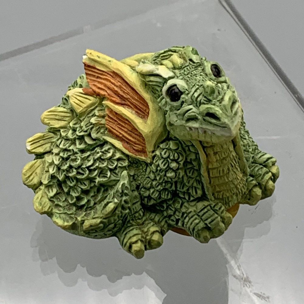 Vintage 1993 Stone Critter Littles Green Dragon SCL 003 Made in the USA Fantasy